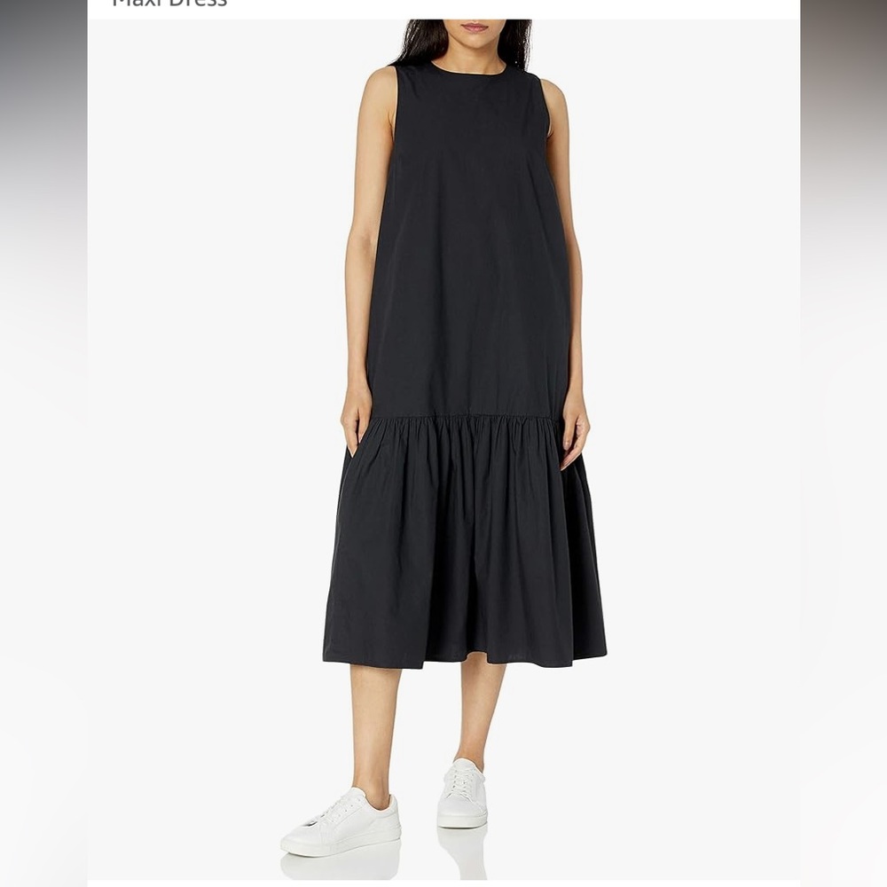 New The Drop Womens Ilana Loose Sleeveless Wide-Hem Poplin Maxi Dress